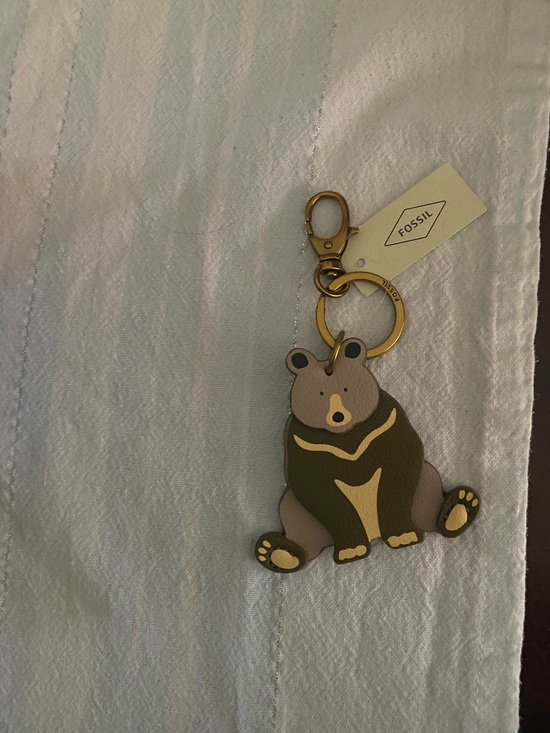 Fossil Accessories - Fossil Two-Tone Bear Keychain in Olive Green and Taupe NWTS
